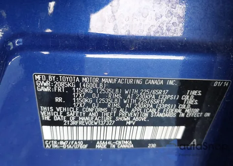 2014 Toyota Rav4 Xle from USA, damaged, VIN 2T3RFREV0EW137327